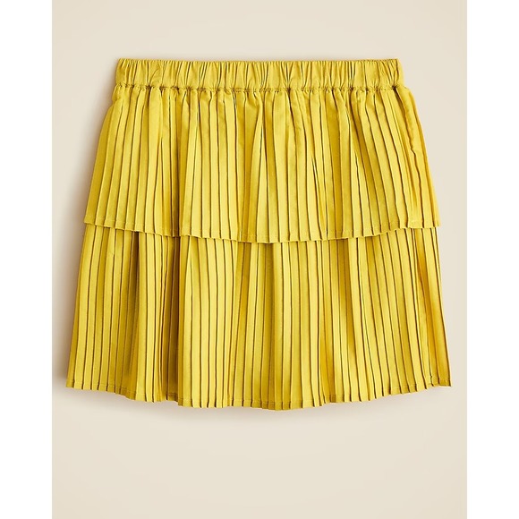 J Crew Yellow Girls' tiered pleated skirt Small - Picture 1 of 5